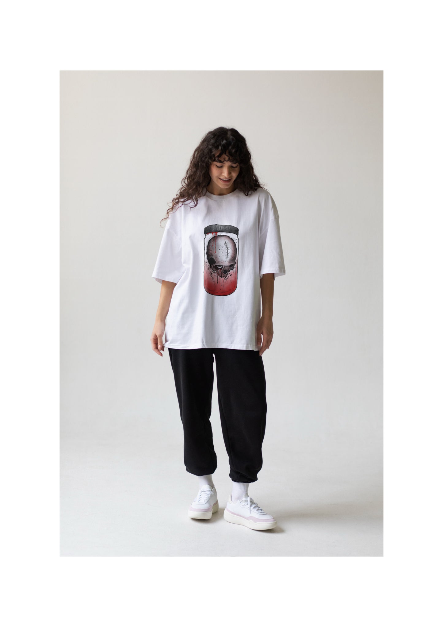 Blood Jar Skull T-Shirt – Dark Gothic Streetwear – Tattoo Art Oversized Tee"